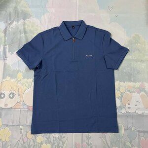 Kiton Blue Zip-up Short Sleeve Polo Shirt